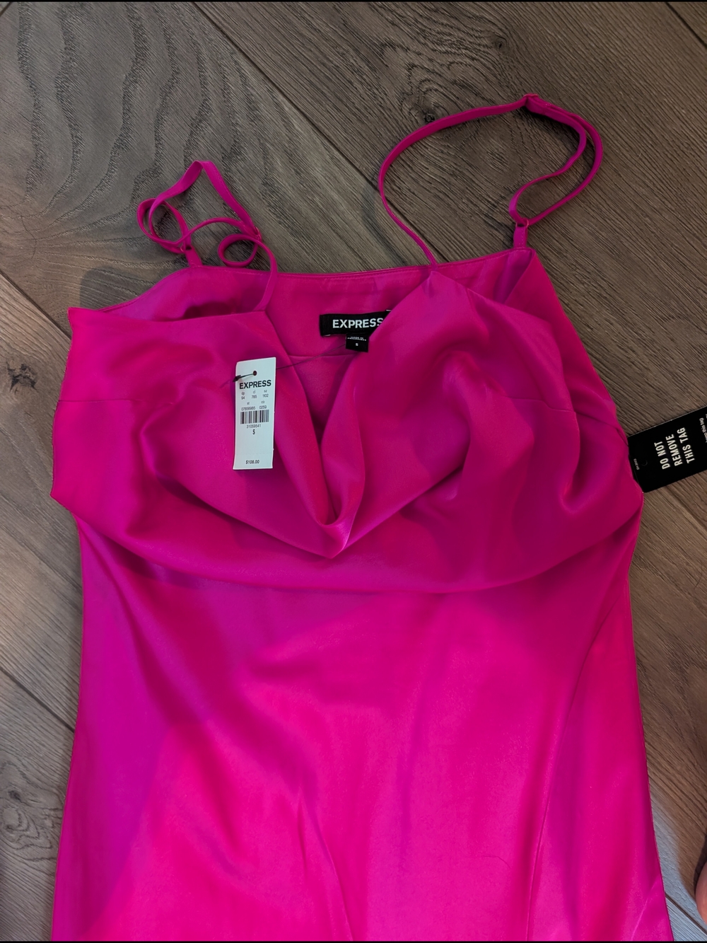 Express Hot Pink Asymmetrical Slip Dress - Picture 4 of 5